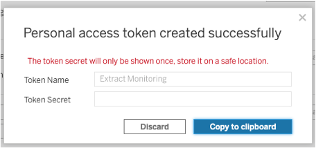 image of personal access token pop up